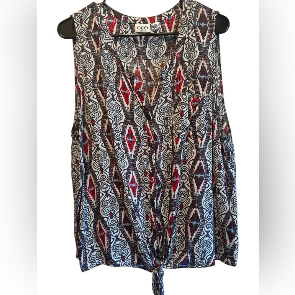 CATO- Black and Red Patterned Women's Top